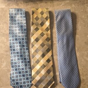 Alexander Julian Blue and Gold Patterned Neckties - Trio Pack